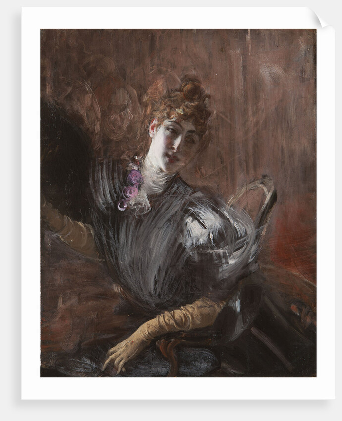 Young Woman, seated, wearing gloves, ca 1897 by Anonymous