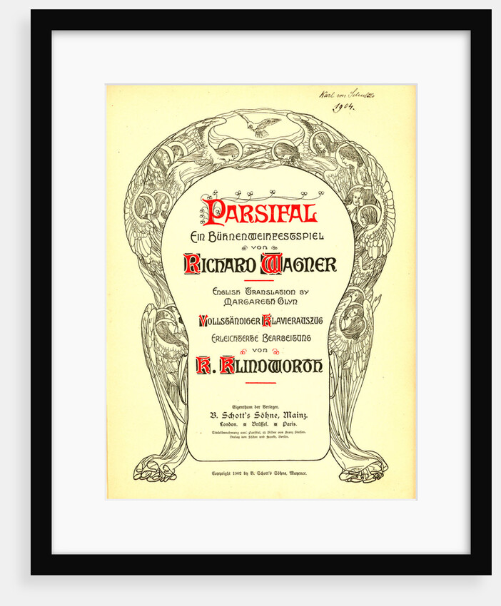 Cover of the vocal score of opera Parsifal by Richard Wagner, 1902 by Anonymous