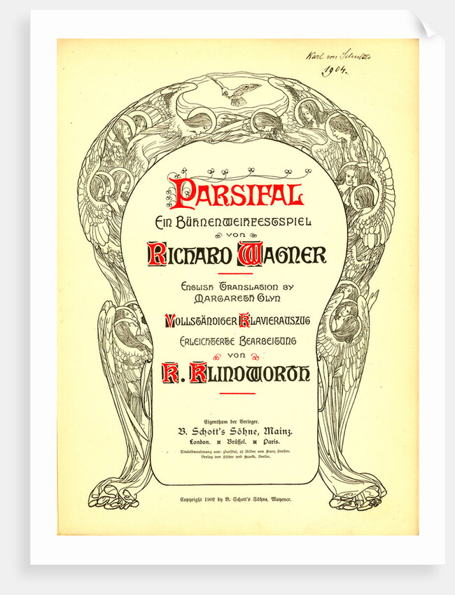 Cover of the vocal score of opera Parsifal by Richard Wagner, 1902 by Anonymous