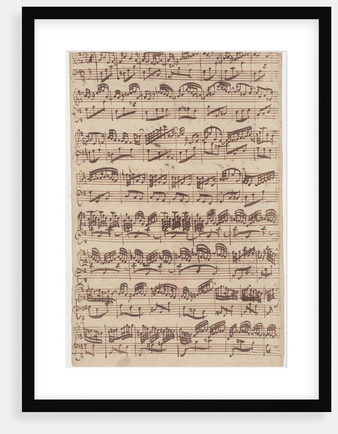 Autograph manuscript of the first page of the Allegro for harpsichord solo from the first version of by Anonymous