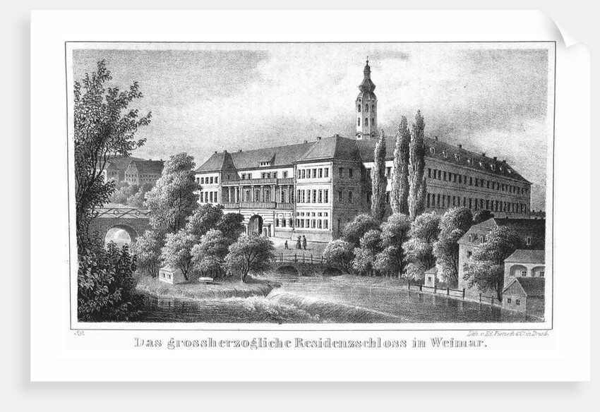 The Weimar City Castle. From: Thüringen und der Harz.. by Friedrich von Sydow, 1839 by Anonymous