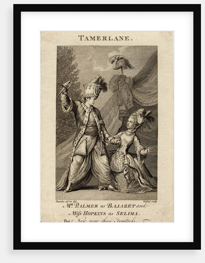Mr Palmer as Bajazet and Miss Hopkins as Selima in Tamerlane by Nicholas Rowe. (Now, now, thou trai by Anonymous