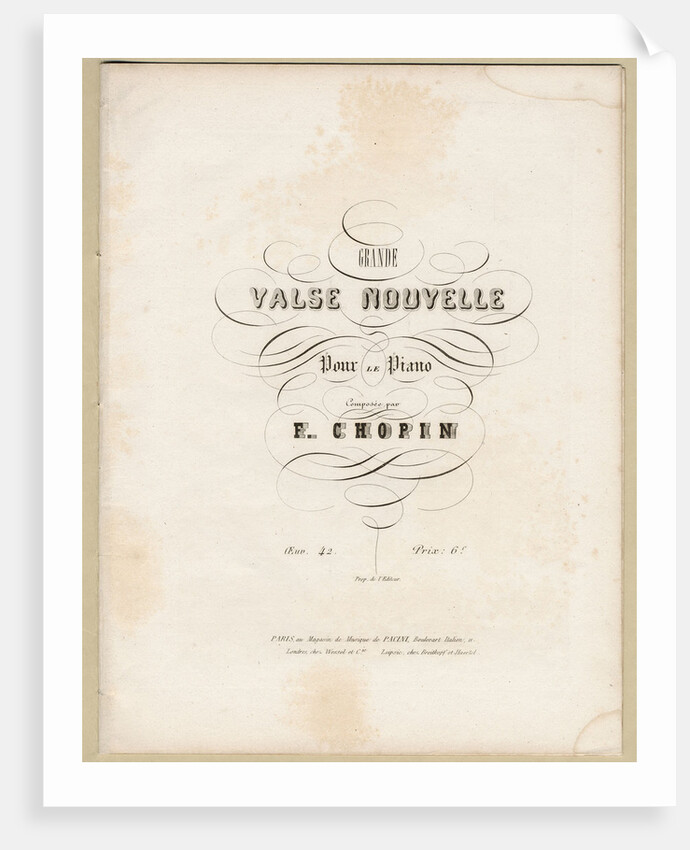 Cover page of first edition of the Grande Valse Nouvelle in A-flat Major, Op. 42, 1840 by Anonymous