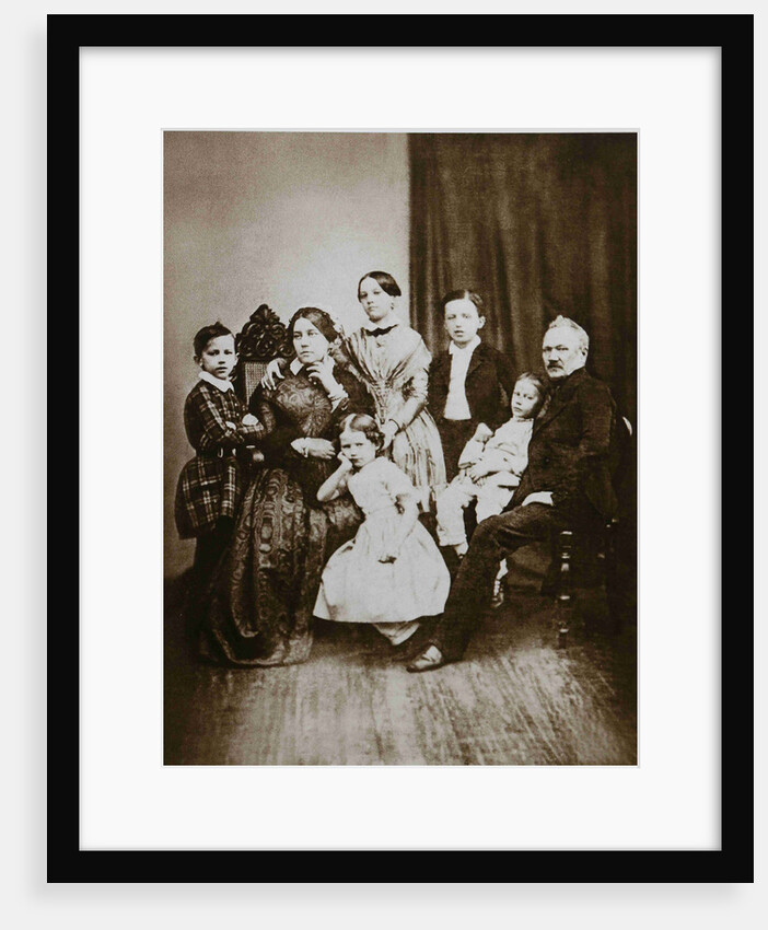 The Tchaikovsky family. Left to right: Pyotr, Alexandra Andreyevna, Alexandra, Zinaida, Nikolai, Ipp by Anonymous