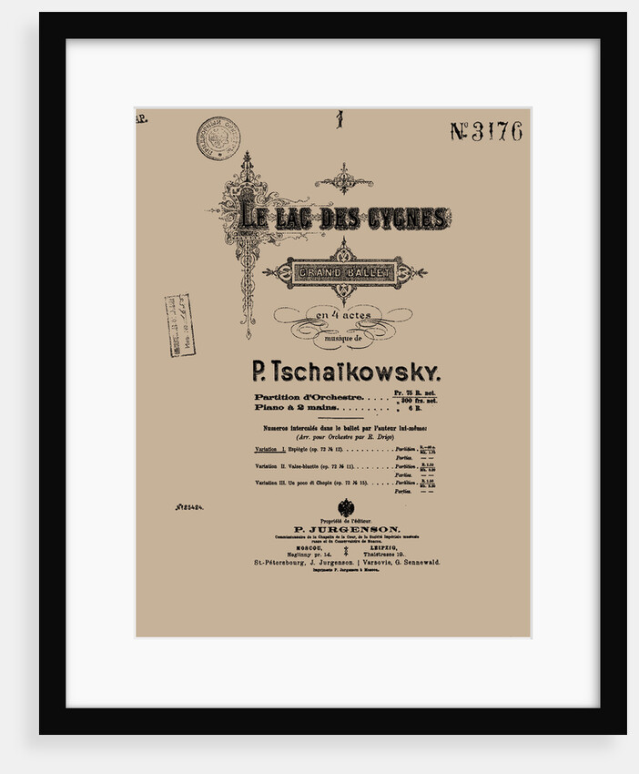 Cover of the score of the ballet Swan Lake by Pyotr Tchaikovsky, 1900 by Anonymous
