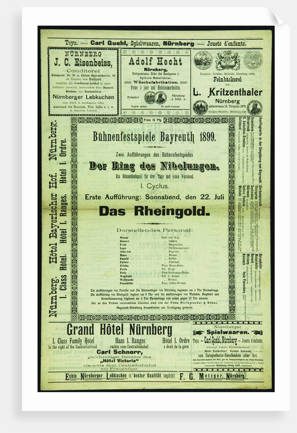 Program of the Bayreuth Festival, 1899, 1899 by Anonymous
