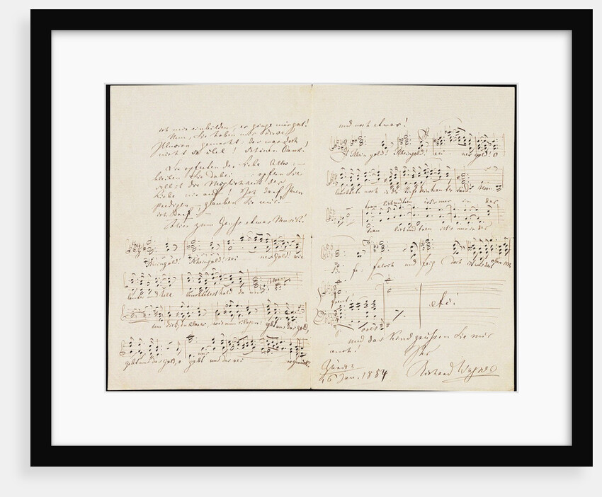Letter to Carolyne Sayn-Wittgenstein including the closing measures of Das Rheingold, 1854 by Anonymous