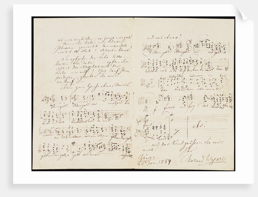 Letter to Carolyne Sayn-Wittgenstein including the closing measures of Das Rheingold, 1854 by Anonymous