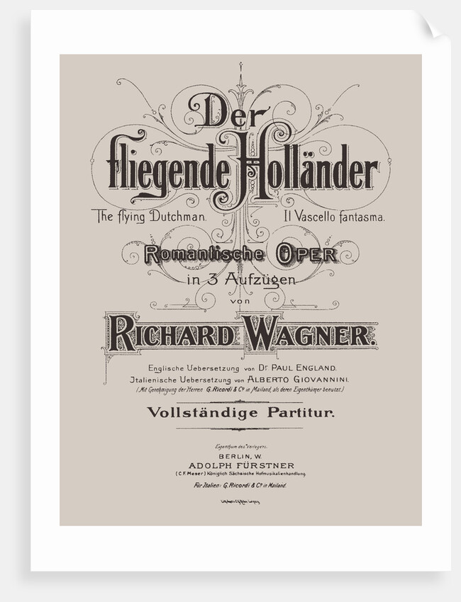 Der fliegende Holländer (The Flying Dutchman), Berlin, Adolph Fürstner, ca 1887 by Anonymous