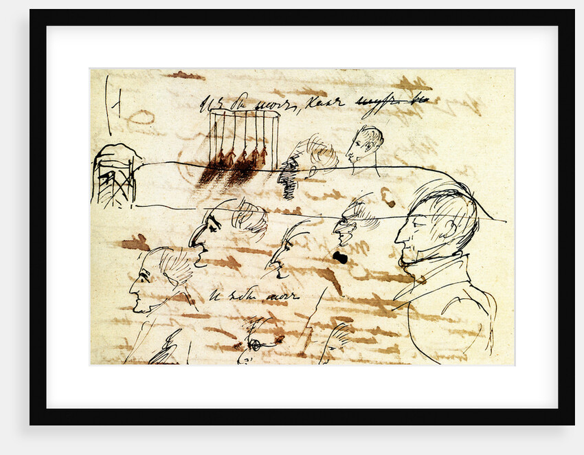 Sheet with drawing of the execution of the Decembrists, 1826-1827 by Anonymous