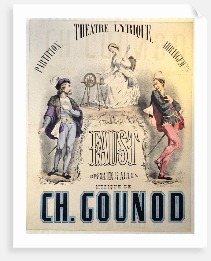 Premiere Poster for the opera Faust by Charles Gounod at the Théâtre Lyrique, March 19, 1859, 1859 by Anonymous