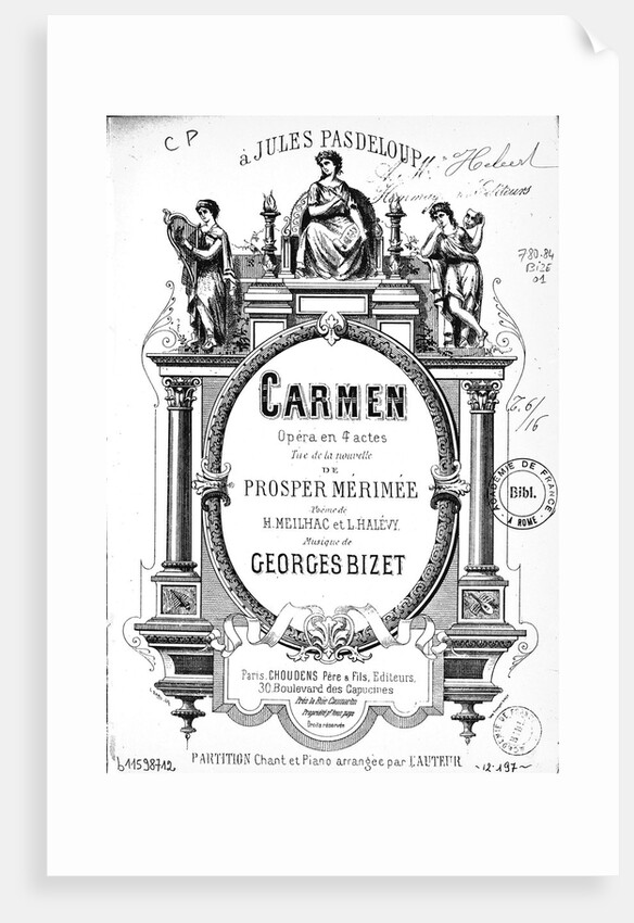 Cover of the vocal score of opera Carmen by Georges Bizet, 1875 by Anonymous