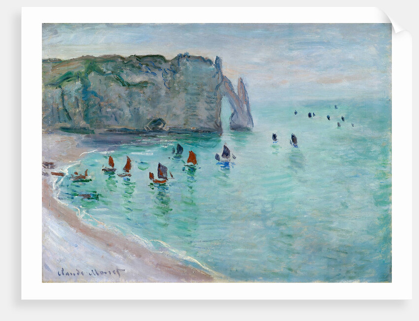 Étretat, La Porte dAval, Fishing Boats Leaving the Harbour, ca 1885 by Anonymous