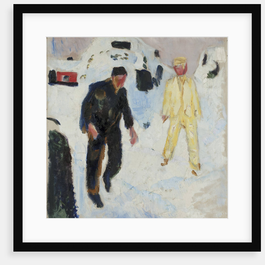 Black and Yellow Men in Snow, 1910-1912 by Anonymous