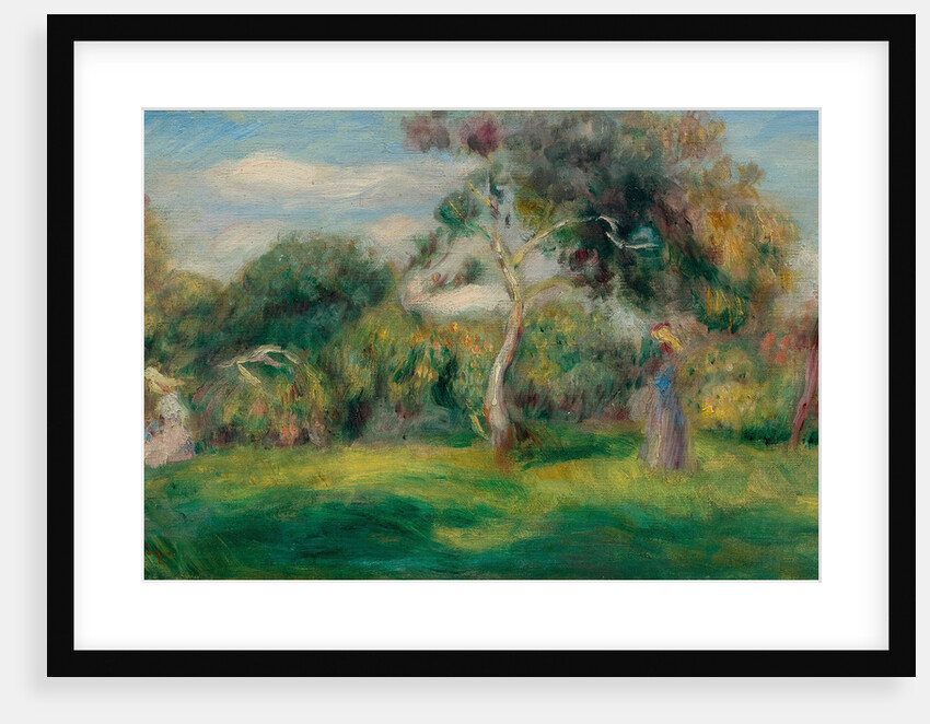 Meadow, trees and women, ca 1899 by Anonymous