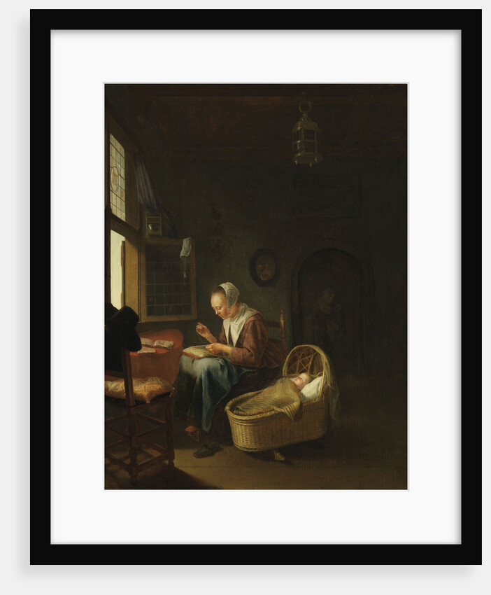 A mother sewing with her child, c. 1670 by Anonymous