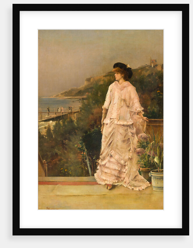 Woman on a terrace by the sea, 1882 by Anonymous