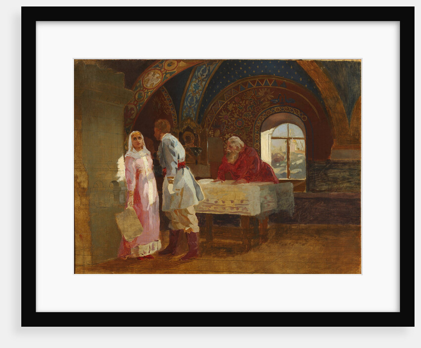 The Kiss Ceremony. Boyar Morozov, his Wife Yelena and Prince Serebrenni, 1882 by Anonymous