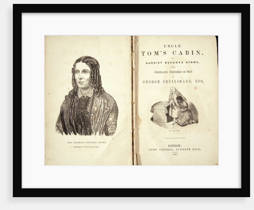 Harriet Beecher Stowe. Frontispiece of Uncle Toms Cabin, or Life Among the Lowly by Voltaire, 18 by Anonymous