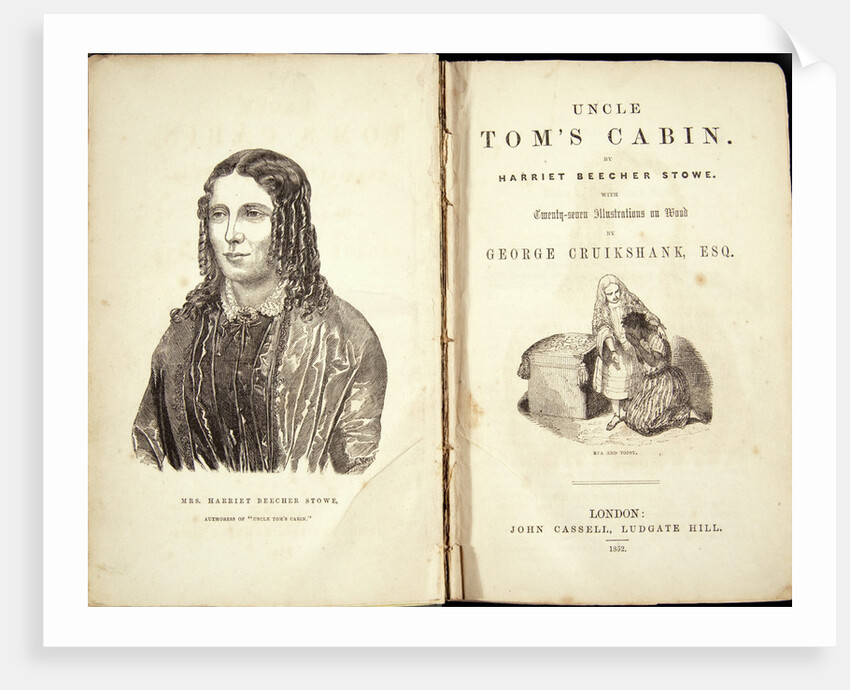 Harriet Beecher Stowe. Frontispiece of Uncle Toms Cabin, or Life Among the Lowly by Voltaire, 18 by Anonymous