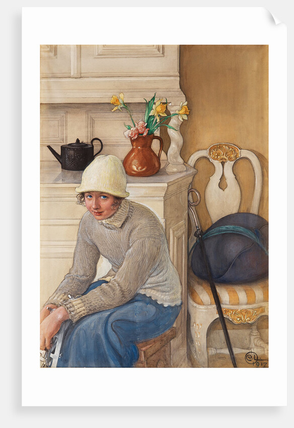 Girl with ice skates, 1917 by Anonymous