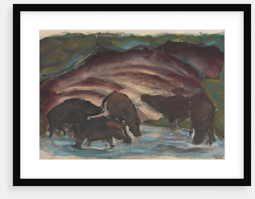Wild Boars in the Water, 1910-1911 by Anonymous