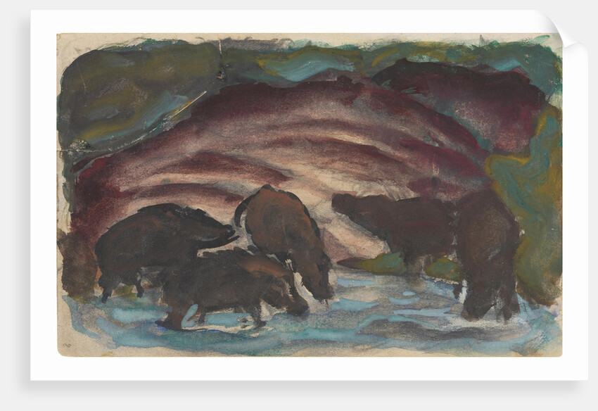 Wild Boars in the Water, 1910-1911 by Anonymous