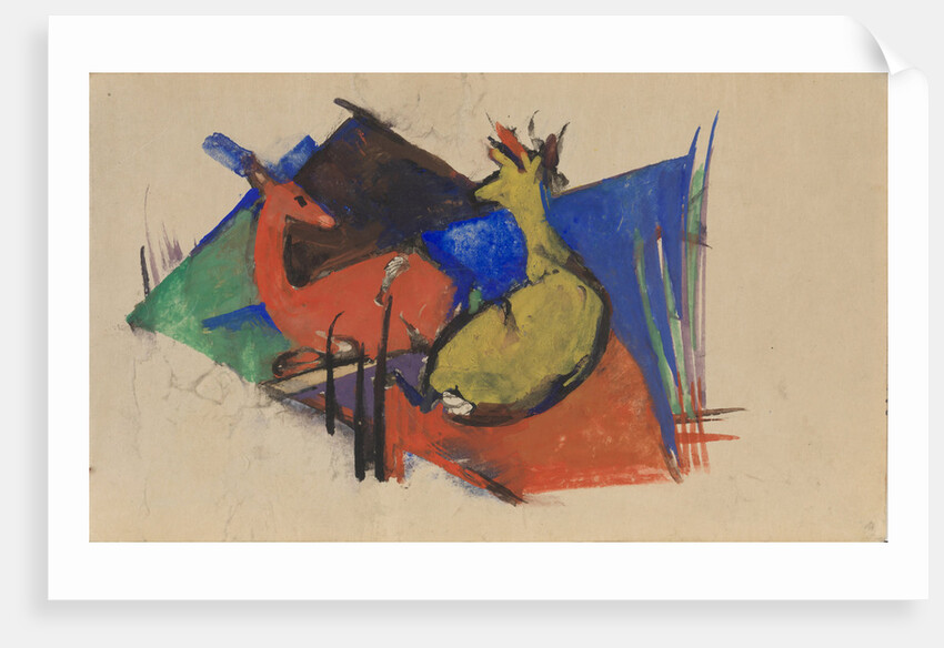 Two Deer Lying Down, 1912-1913 by Anonymous