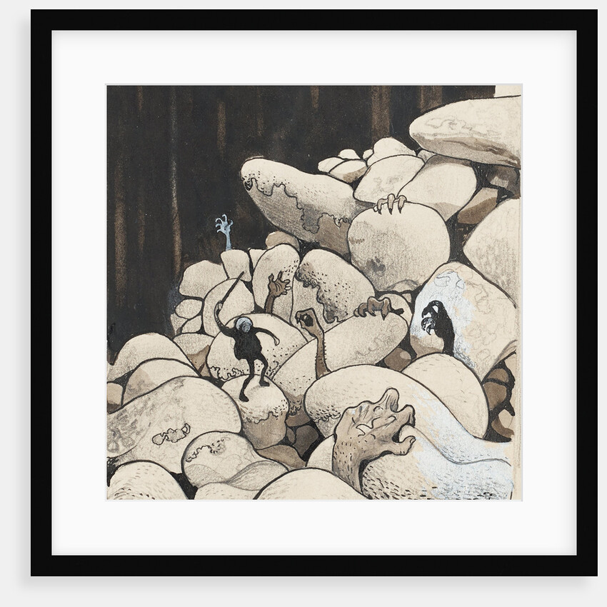 Trolls amongst the stones. Illustration for Bland tomtar och troll (Among Gnomes and Trolls) by Al by Anonymous