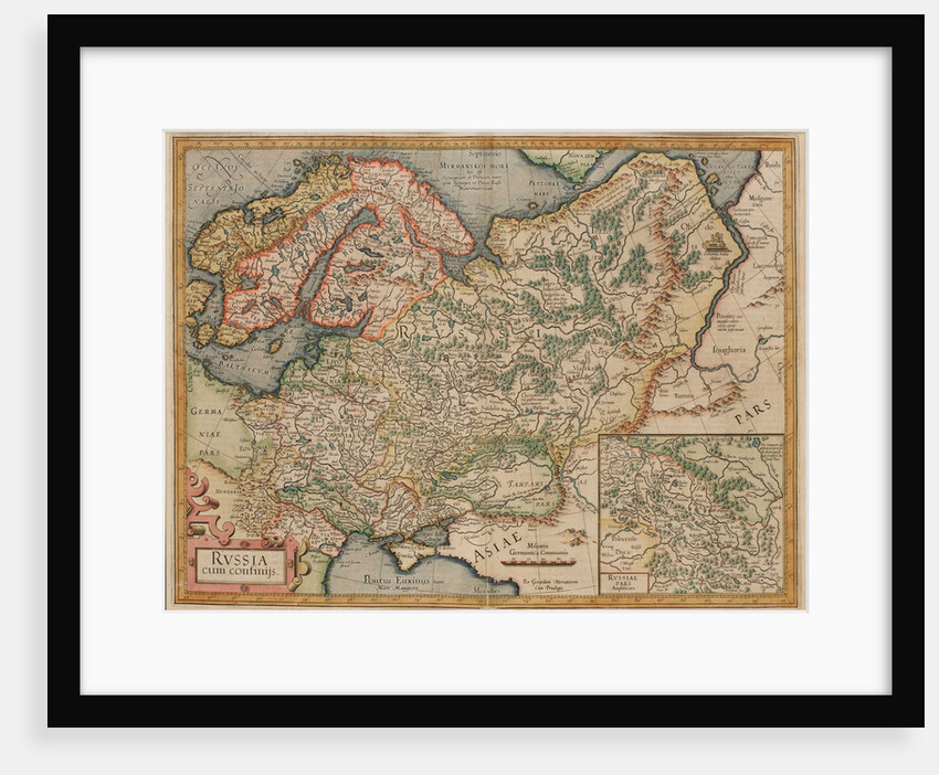 Russia cum Confinijs. Map of Russia, ca 1595 by Anonymous