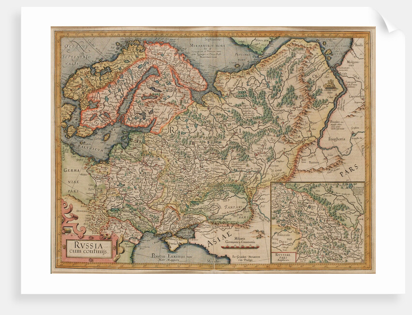 Russia cum Confinijs. Map of Russia, ca 1595 by Anonymous