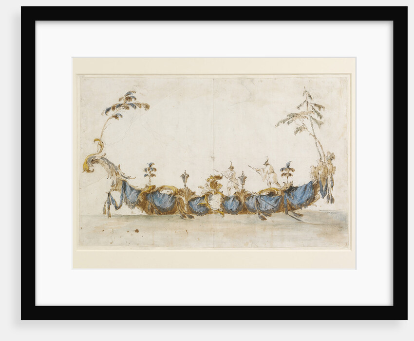 Design for a Bissona, with two gondoliers in Chinese dress, ca 1766-1770 by Anonymous