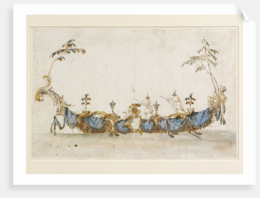 Design for a Bissona, with two gondoliers in Chinese dress, ca 1766-1770 by Anonymous