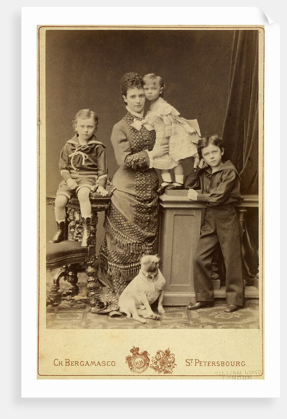 Grand Duchess Maria Fyodorovna with children, Nicholas Alexandrovich, George Alexandrovich and Xenia by Anonymous