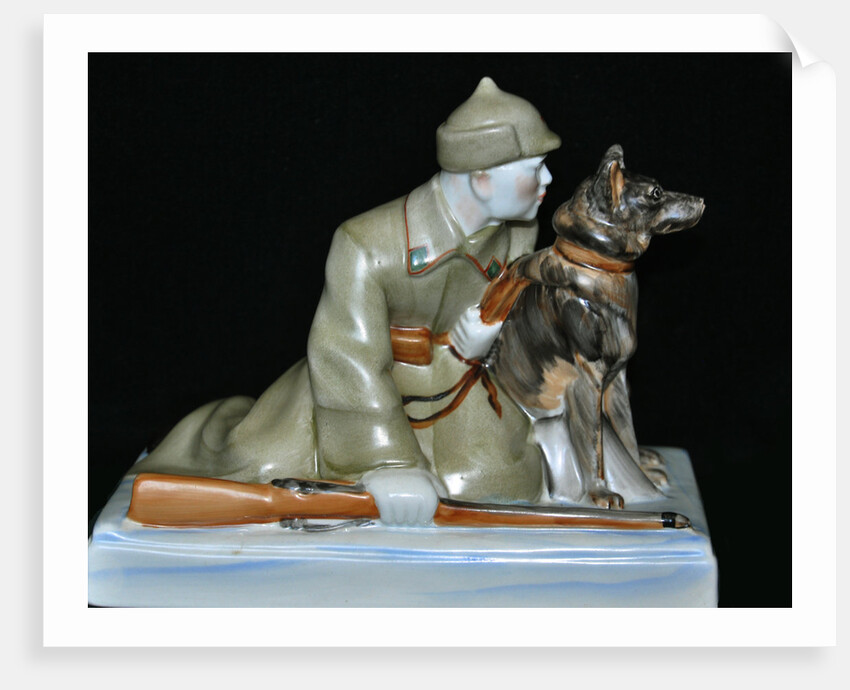 Soviet border guard with his dog, End 1930s by Anonymous