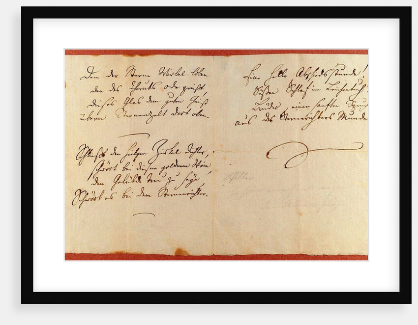 From the Ode to Joy (An die Freude). Autograph manuscript, 1785 by Anonymous