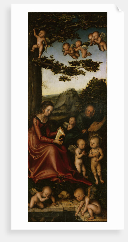 The Holy Family surrounded by Angels. Altarpiece of the Virgin (left wing), 1510-1515 by Anonymous