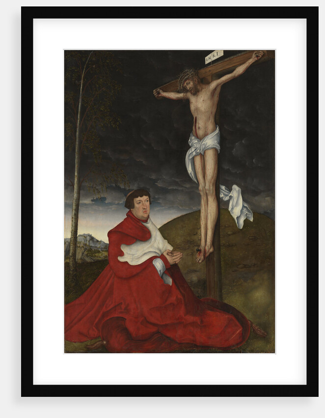 Cardinal Albrecht of Brandenburg kneeling before Christ on the cross, ca 1521-1525 by Anonymous