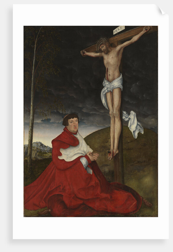Cardinal Albrecht of Brandenburg kneeling before Christ on the cross, ca 1521-1525 by Anonymous