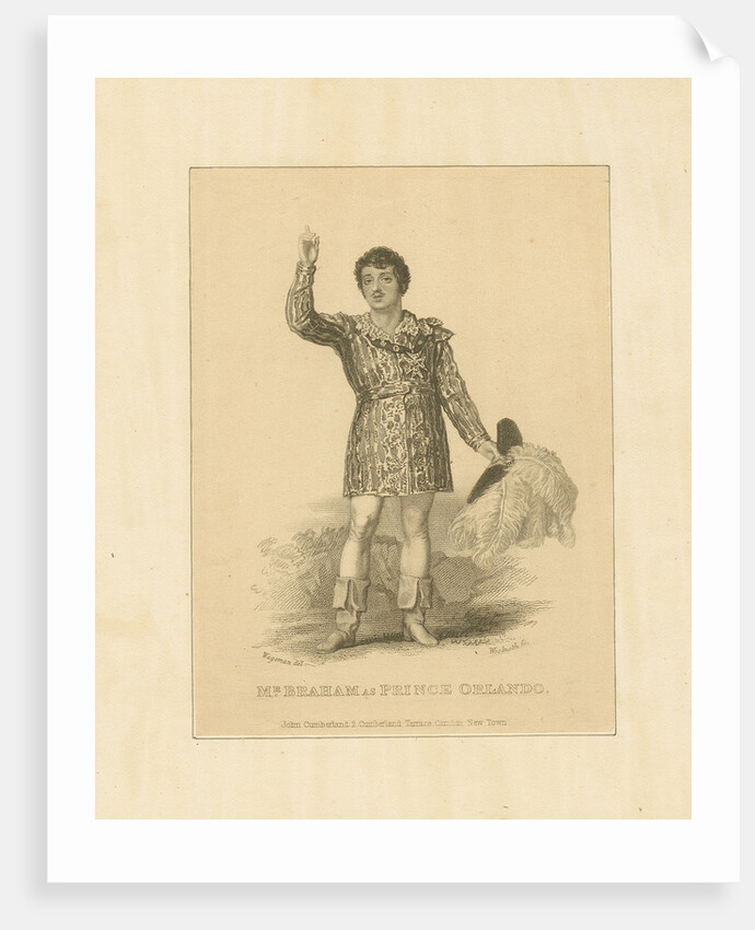 John Braham as Prince Orlando, 1828 by Anonymous