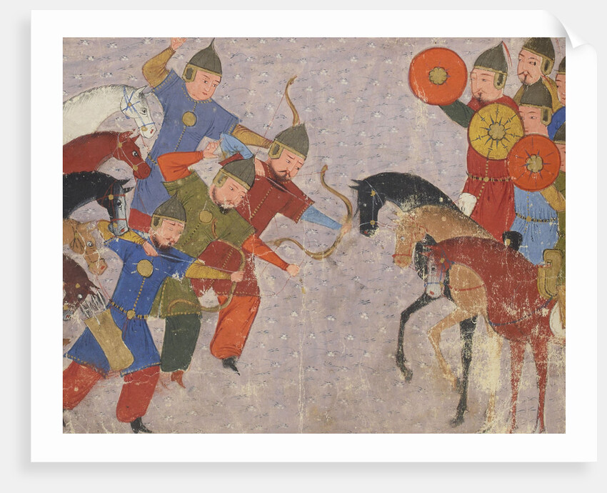 Battle between the Khwarezmian army and the Mongols. Miniature from Jami al-tawarikh (Universal His by Anonymous