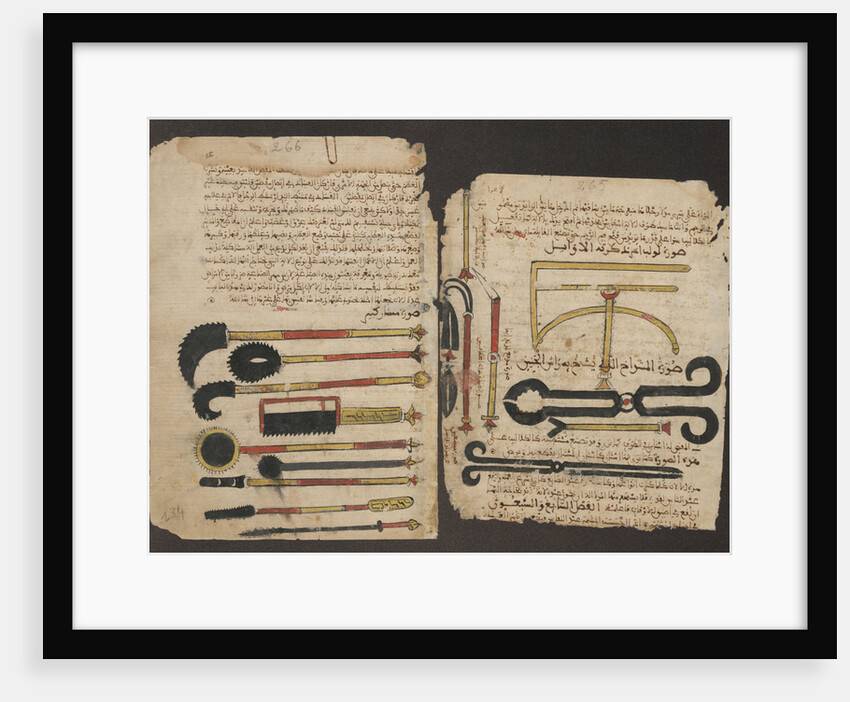 Surgical instruments. Manuscript of Al-Tasrif (The Method of Medicine) by Abulcasis, ca 1213-1223 by Anonymous
