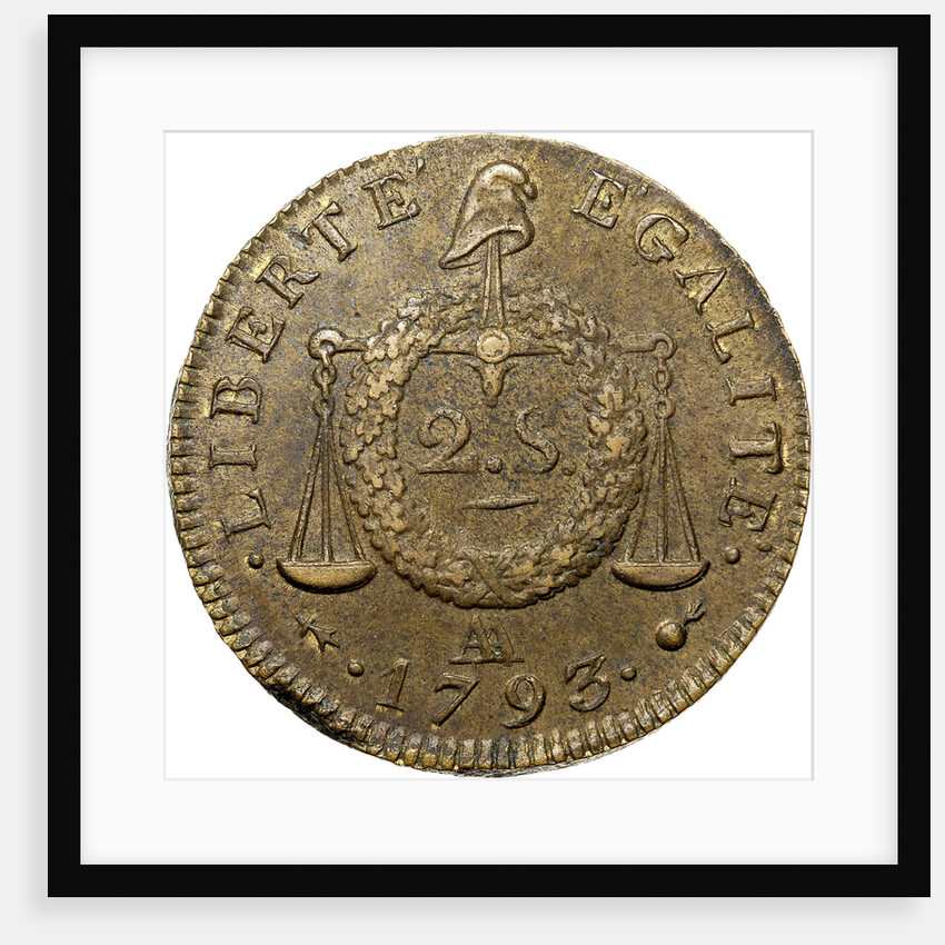 Coin 2 Sols. The National Convention period. Revers, Inscription: Liberté Égalité, 1793 by Anonymous
