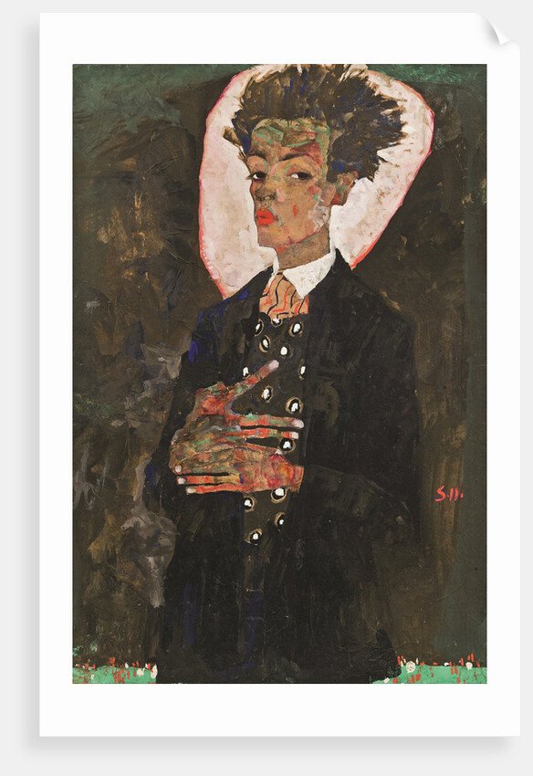 Self-Portrait with Peacock Vest Standing, 1911 by Anonymous