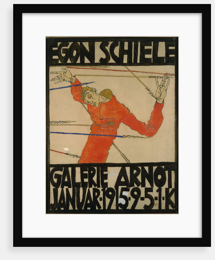Self-portrait as Saint Sebastian. Poster for Schieles Exhibition at the Arnot Gallery, 1915 by Anonymous