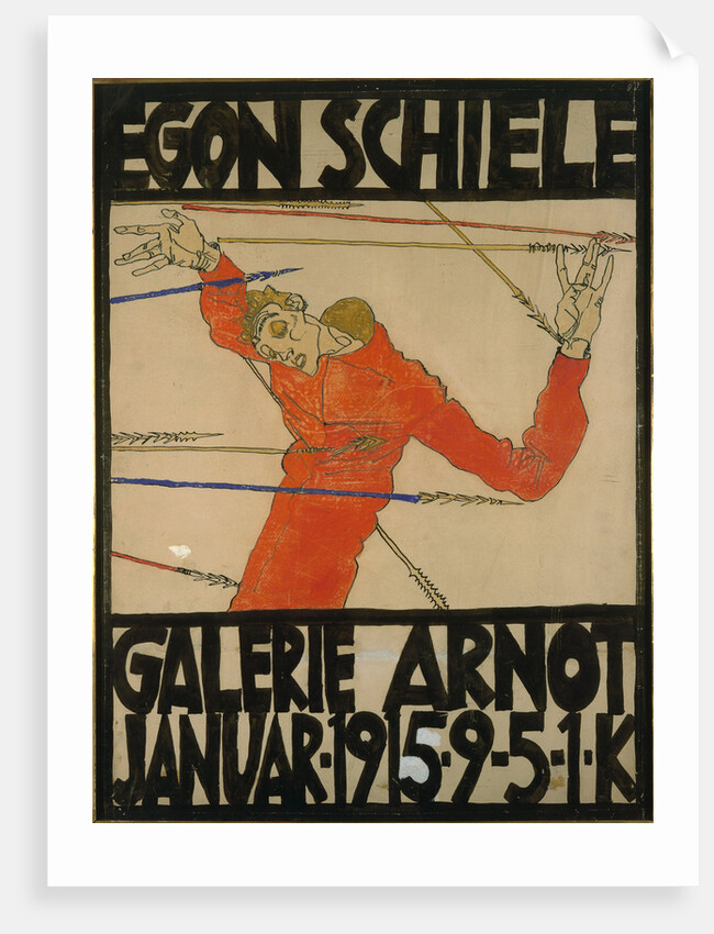 Self-portrait as Saint Sebastian. Poster for Schieles Exhibition at the Arnot Gallery, 1915 by Anonymous