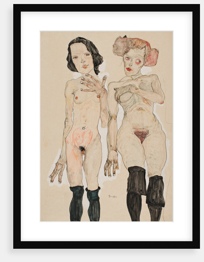 Two Naked Girls with Black Stockings, 1910 by Anonymous
