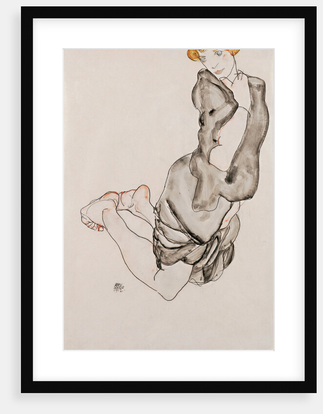 Kneeling Woman with a Gray Cape (Wally Neuzil), 1912 by Anonymous