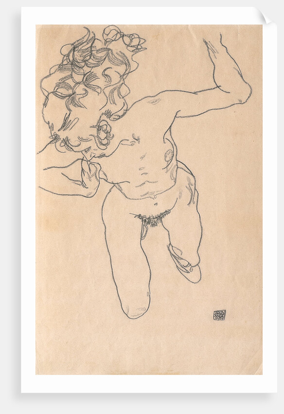 Laying (Falling) Woman with Long Hair, 1917 by Anonymous