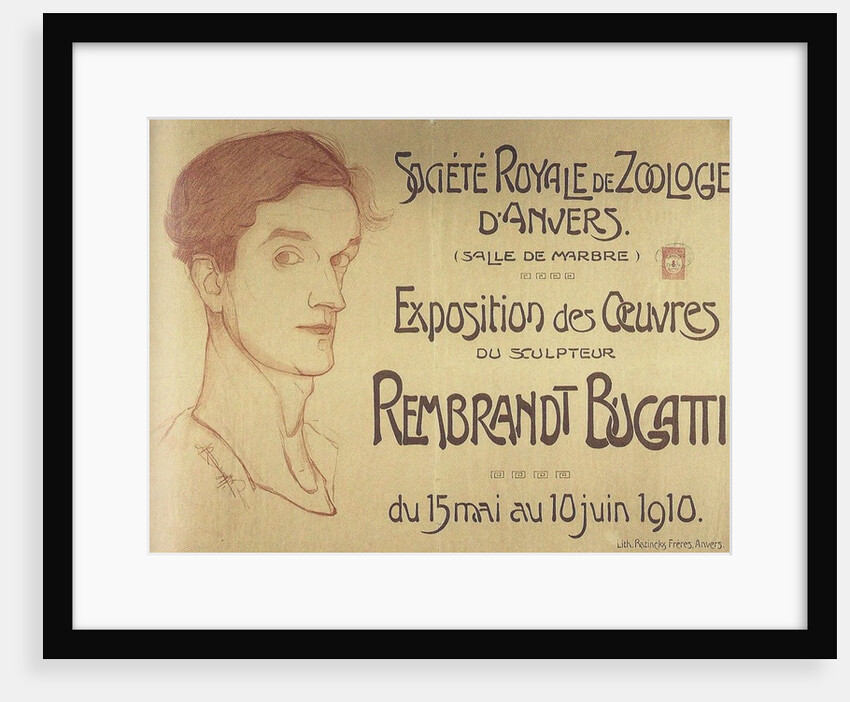 Self-portrait. Poster for Rembrandt Bugattis Antwerp Exposition, c. 1910 by Anonymous